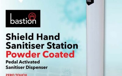 Foot operated hand sanitiser station